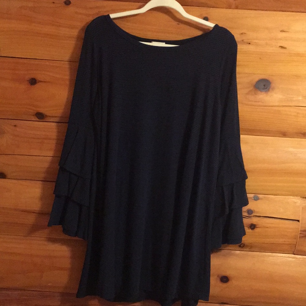 Tunic dress!  Black and blue pinstripe!